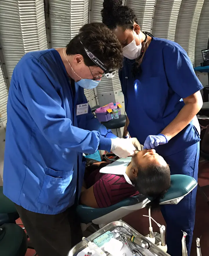 Dr. Greenberg and a dental assistant working on a patent in his Briarcliff office located in Westchester County, NY